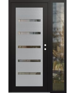 Diamond C7 52" x 80" black/black clear Glass Panel stainless steel LHI with Sidelite clear Glass