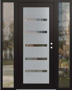 Diamond C7 68" x 80" black/black clear Glass Panel stainless steel LHI with 2 Sidelites clear Glass