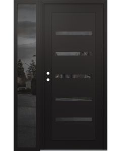 Diamond C7 48" x 80" black/black mirrored Glass Panel black RHI with Sidelite mirrored Glass
