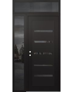 Diamond C7 50" x 96" black/black mirrored Glass Panel black RHI with Sidelite and Transom mirrored Glass