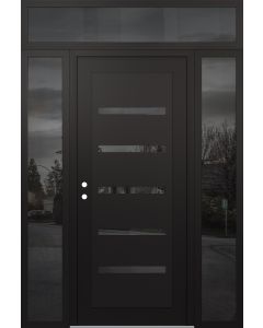 Diamond C7 68" x 96" black/black mirrored Glass Panel black RHI with 2 Sidelites and Transom mirrored Glass