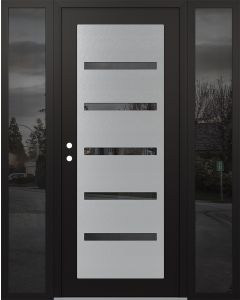 Diamond C7 60" x 80" black/black mirrored Glass Panel stainless steel RHI with 2 Sidelites mirrored Glass