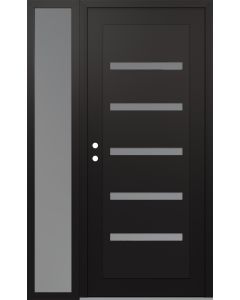 Diamond C7 52" x 80" black/white frosted Glass Panel black RHI with Sidelite frosted Glass