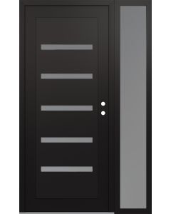 Diamond C7 48" x 80" black/white frosted Glass Panel black LHI with Sidelite frosted Glass