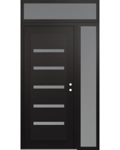 Diamond C7 48" x 96" black/white frosted Glass Panel black LHI with Sidelite and Transom frosted Glass