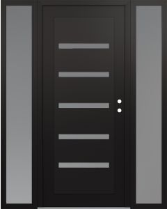Diamond C7 60" x 80" black/white frosted Glass Panel black LHI with 2 Sidelites frosted Glass