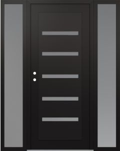 Diamond C7 60" x 80" black/white frosted Glass Panel black RHI with 2 Sidelites frosted Glass