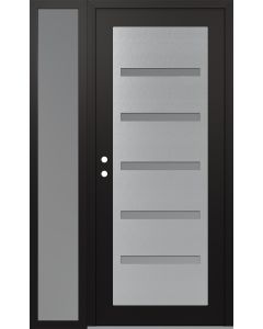 Diamond C7 52" x 80" black/white frosted Glass Panel stainless steel RHI with Sidelite frosted Glass