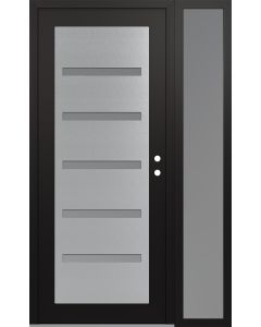 Diamond C7 48" x 80" black/white frosted Glass Panel stainless steel LHI with Sidelite frosted Glass