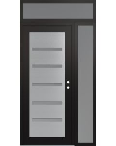 Diamond C7 48" x 96" black/white frosted Glass Panel stainless steel LHI with Sidelite and Transom frosted Glass