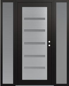 Diamond C7 60" x 80" black/white frosted Glass Panel stainless steel LHI with 2 Sidelites frosted Glass