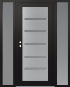 Diamond C7 64" x 80" black/white frosted Glass Panel stainless steel RHI with 2 Sidelites frosted Glass