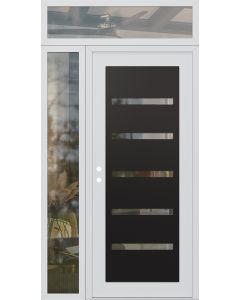 Diamond C7 50" x 96" white/white clear Glass Panel black RHI with Sidelite and Transom clear Glass