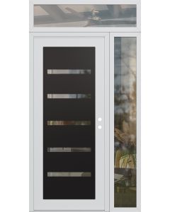 Diamond C7 50" x 96" white/white clear Glass Panel black LHI with Sidelite and Transom clear Glass