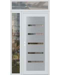 Diamond C7 50" x 96" white/white clear Glass Panel stainless steel RHI with Sidelite and Transom clear Glass