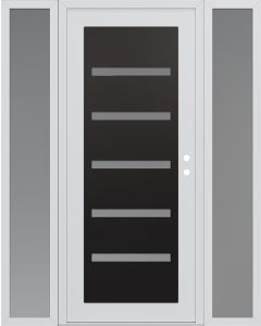 Diamond C7 68" x 80" white/white frosted Glass Panel black LHI with 2 Sidelites frosted Glass
