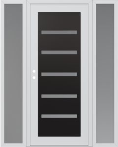 Diamond C7 68" x 80" white/white frosted Glass Panel black RHI with 2 Sidelites frosted Glass