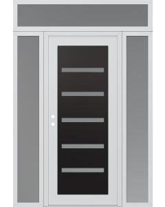Diamond C7 68" x 96" white/white frosted Glass Panel black RHI with 2 Sidelites and Transom frosted Glass