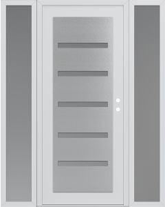 Diamond C7 64" x 80" white/white frosted Glass Panel stainless steel LHI with 2 Sidelites frosted Glass