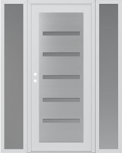 Diamond C7 64" x 80" white/white frosted Glass Panel stainless steel RHI with 2 Sidelites frosted Glass