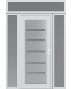 Diamond C7 64" x 96" white/white frosted Glass Panel stainless steel LHI with 2 Sidelites and Transom frosted Glass