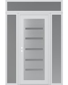 Diamond C7 64" x 96" white/white frosted Glass Panel stainless steel RHI with 2 Sidelites and Transom frosted Glass