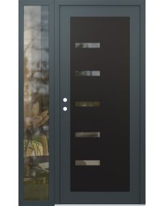 Diamond C8 52" x 80" anthracite/anthracite clear Glass Panel black RHI with Sidelite clear Glass