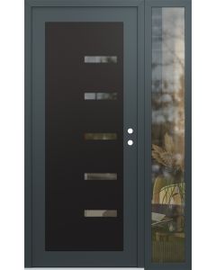 Diamond C8 52" x 80" anthracite/anthracite clear Glass Panel black LHI with Sidelite clear Glass