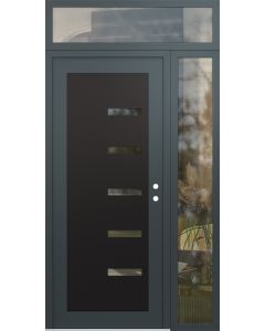 Diamond C8 52" x 96" anthracite/anthracite clear Glass Panel black LHI with Sidelite and Transom clear Glass