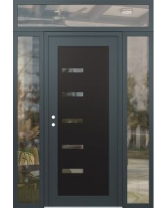 Diamond C8 60" x 96" anthracite/anthracite clear Glass Panel black RHI with 2 Sidelites and Transom clear Glass