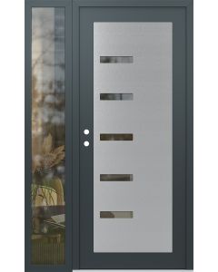 Diamond C8 48" x 80" anthracite/anthracite clear Glass Panel stainless steel RHI with Sidelite clear Glass