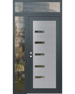 Diamond C8 48" x 96" anthracite/anthracite clear Glass Panel stainless steel RHI with Sidelite and Transom clear Glass