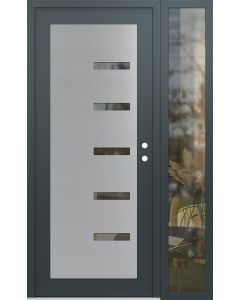 Diamond C8 48" x 80" anthracite/anthracite clear Glass Panel stainless steel LHI with Sidelite clear Glass