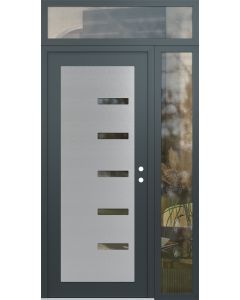 Diamond C8 48" x 96" anthracite/anthracite clear Glass Panel stainless steel LHI with Sidelite and Transom clear Glass