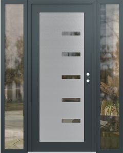 Diamond C8 60" x 80" anthracite/anthracite clear Glass Panel stainless steel LHI with 2 Sidelites clear Glass