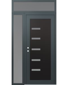 Diamond C8 50" x 96" anthracite/anthracite frosted Glass Panel black RHI with Sidelite and Transom frosted Glass