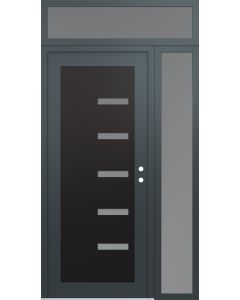 Diamond C8 50" x 96" anthracite/anthracite frosted Glass Panel black LHI with Sidelite and Transom frosted Glass