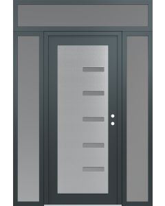 Diamond C8 60" x 96" anthracite/anthracite frosted Glass Panel stainless steel LHI with 2 Sidelites and Transom frosted Glass