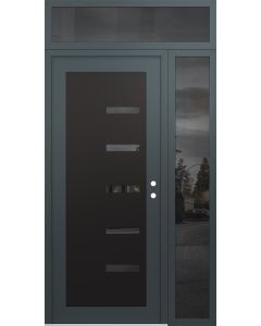 Diamond C8 50" x 96" anthracite/anthracite mirrored Glass Panel black LHI with Sidelite and Transom mirrored Glass