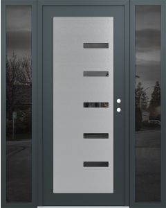Diamond C8 68" x 80" anthracite/anthracite mirrored Glass Panel stainless steel LHI with 2 Sidelites mirrored Glass