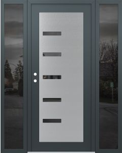 Diamond C8 68" x 80" anthracite/anthracite mirrored Glass Panel stainless steel RHI with 2 Sidelites mirrored Glass