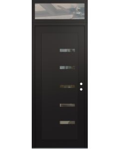 Diamond C8 36" x 96" black/black clear Glass Panel black LHI with Transom clear Glass