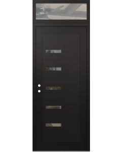 Diamond C8 36" x 96" black/black clear Glass Panel black RHI with Transom clear Glass