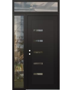 Diamond C8 50" x 96" black/black clear Glass Panel black RHI with Sidelite and Transom clear Glass