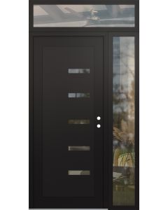 Diamond C8 50" x 96" black/black clear Glass Panel black LHI with Sidelite and Transom clear Glass