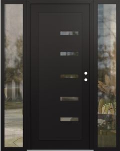 Diamond C8 68" x 80" black/black clear Glass Panel black LHI with 2 Sidelites clear Glass