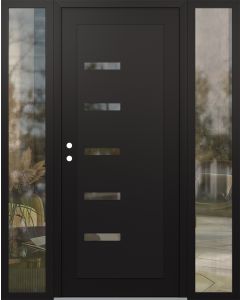 Diamond C8 64" x 80" black/black clear Glass Panel black RHI with 2 Sidelites clear Glass