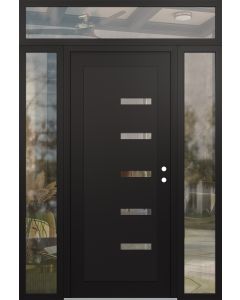 Diamond C8 60" x 96" black/black clear Glass Panel black LHI with 2 Sidelites and Transom clear Glass