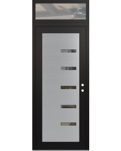 Diamond C8 36" x 96" black/black clear Glass Panel stainless steel LHI with Transom clear Glass