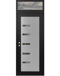 Diamond C8 36" x 96" black/black clear Glass Panel stainless steel RHI with Transom clear Glass